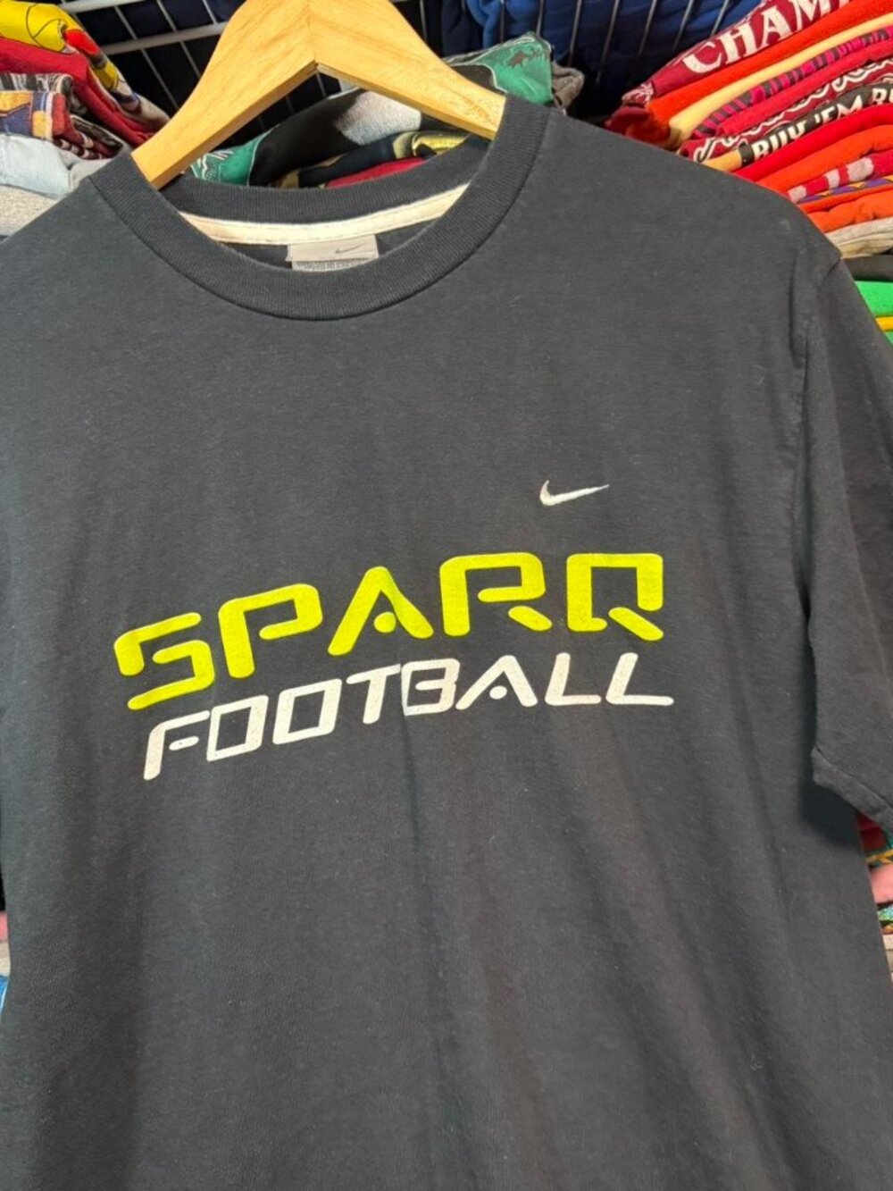 Y2K silver tag Nike sparq football black t shirt